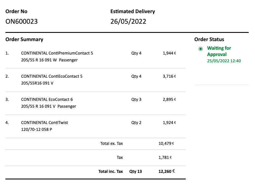 Order Summary Details Screenshot
